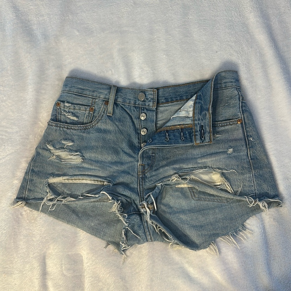 Levi high-rise ripped shorts